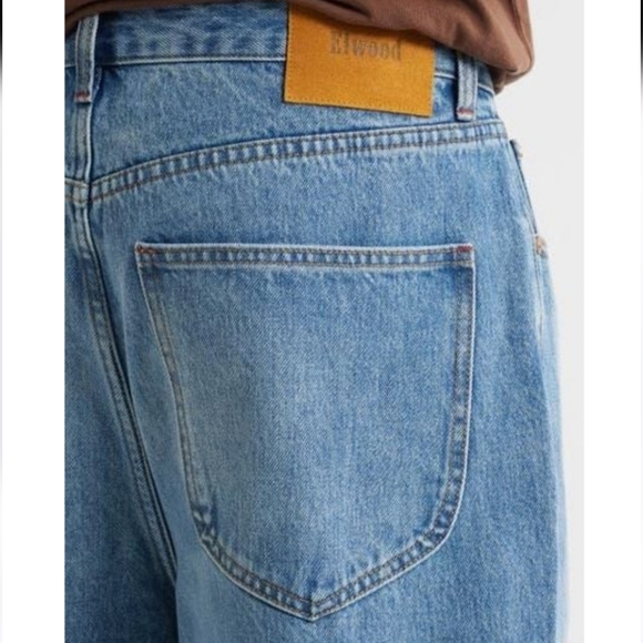 Elwood Jean Shorts Raw Hem Med Wash Blue Mens Size 36 - Picture 2 of 12